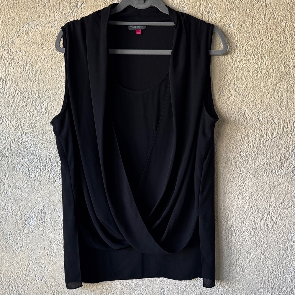 Vince Camuto Elegant Black Sleeveless Blouse